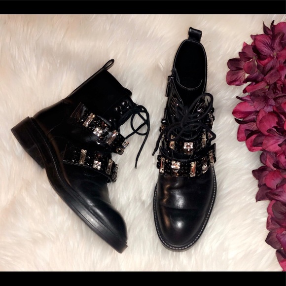 ZARA Leather Embellished Biker Boot - Picture 4 of 8